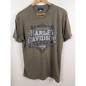Rock N Roll City Harley Davidson Tshirt Mens Medium M Olive Green *See Desc*